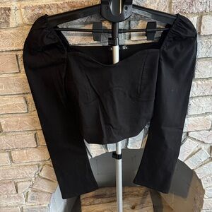 Boohoo Black Long Sleeve Top